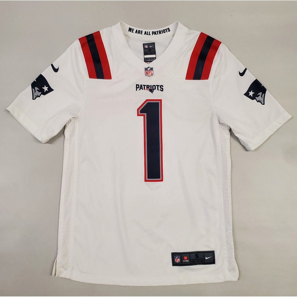 Nike Cam Newton #1 New England Patriots On Field Jersey White Men's Small